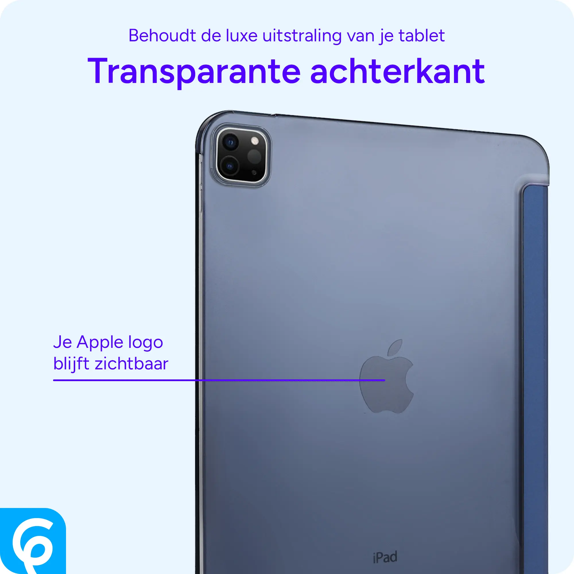 Apple iPad Air 13 (24/25/26) Hoes Transparante Tri-Fold Book Case Blauw afbeelding 2
