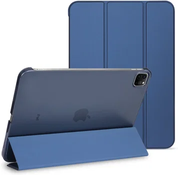 Apple iPad Air 13 (24/25/26) Hoes Transparante Tri-Fold Book Case Blauw