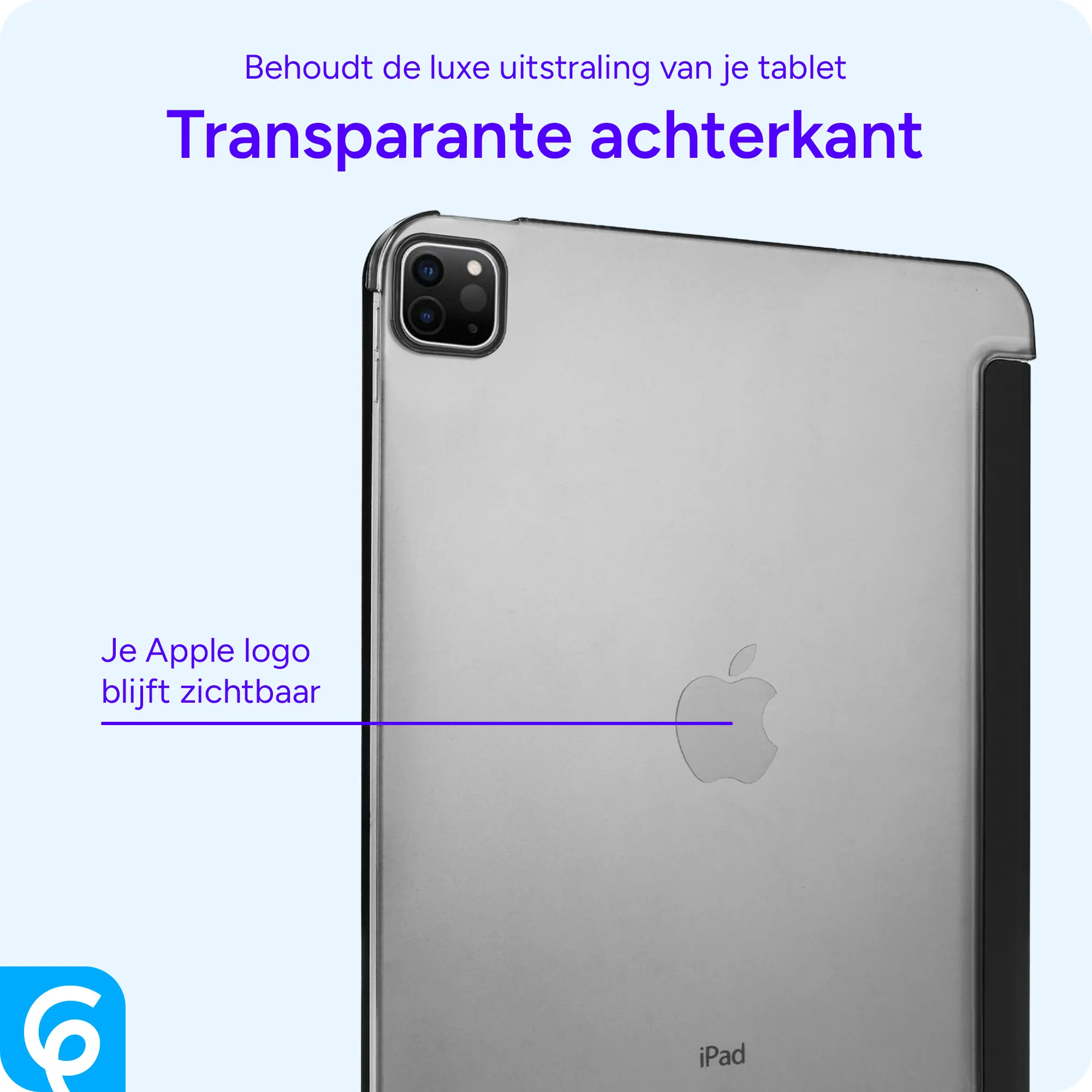 Apple iPad Air 13 (24/25/26) Hoes Transparante Tri-Fold Book Case Zwart afbeelding 2