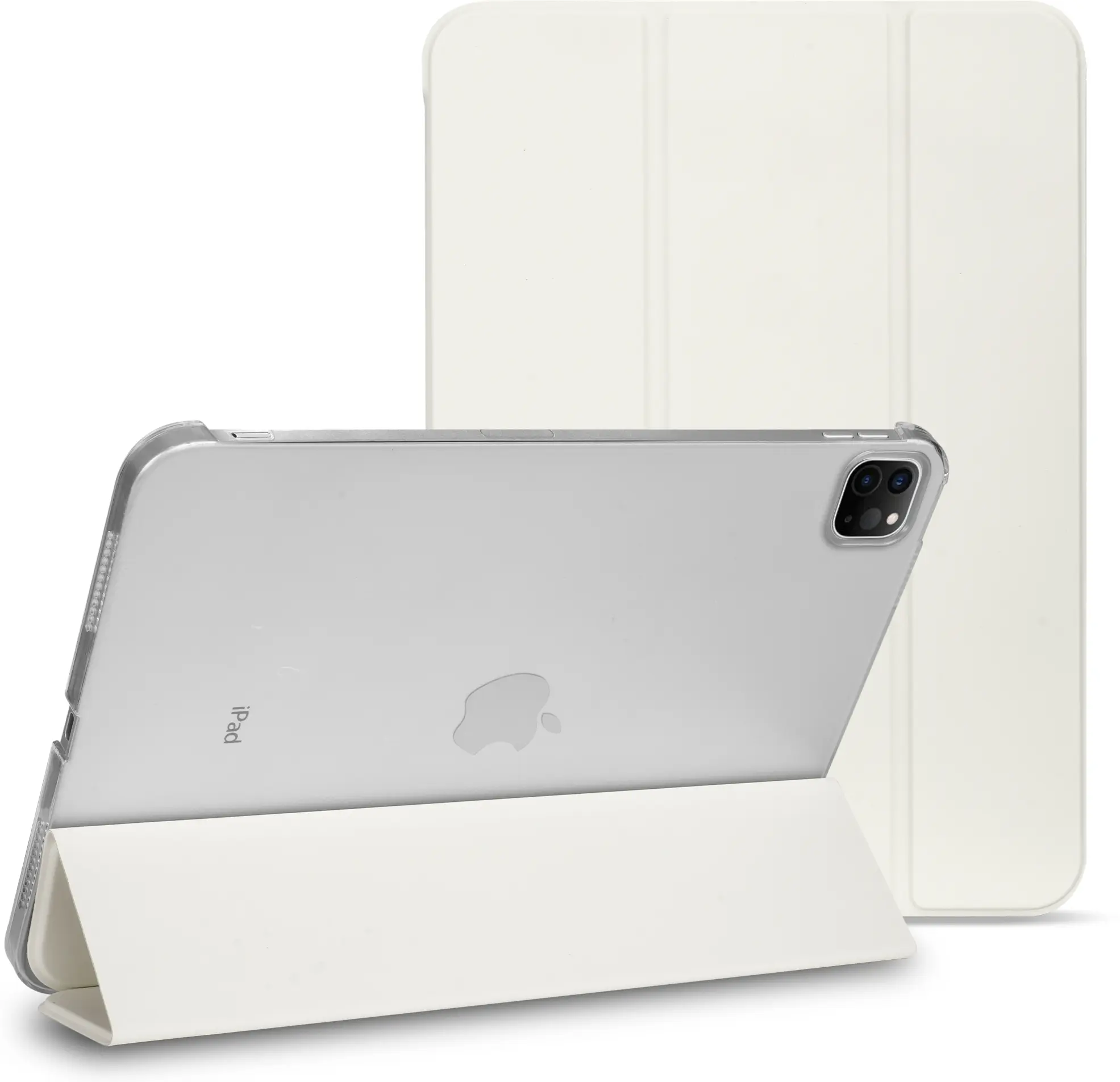 Apple iPad Air 13 (24/25/26) Hoes Transparante Tri-Fold Book Case Beige afbeelding 1