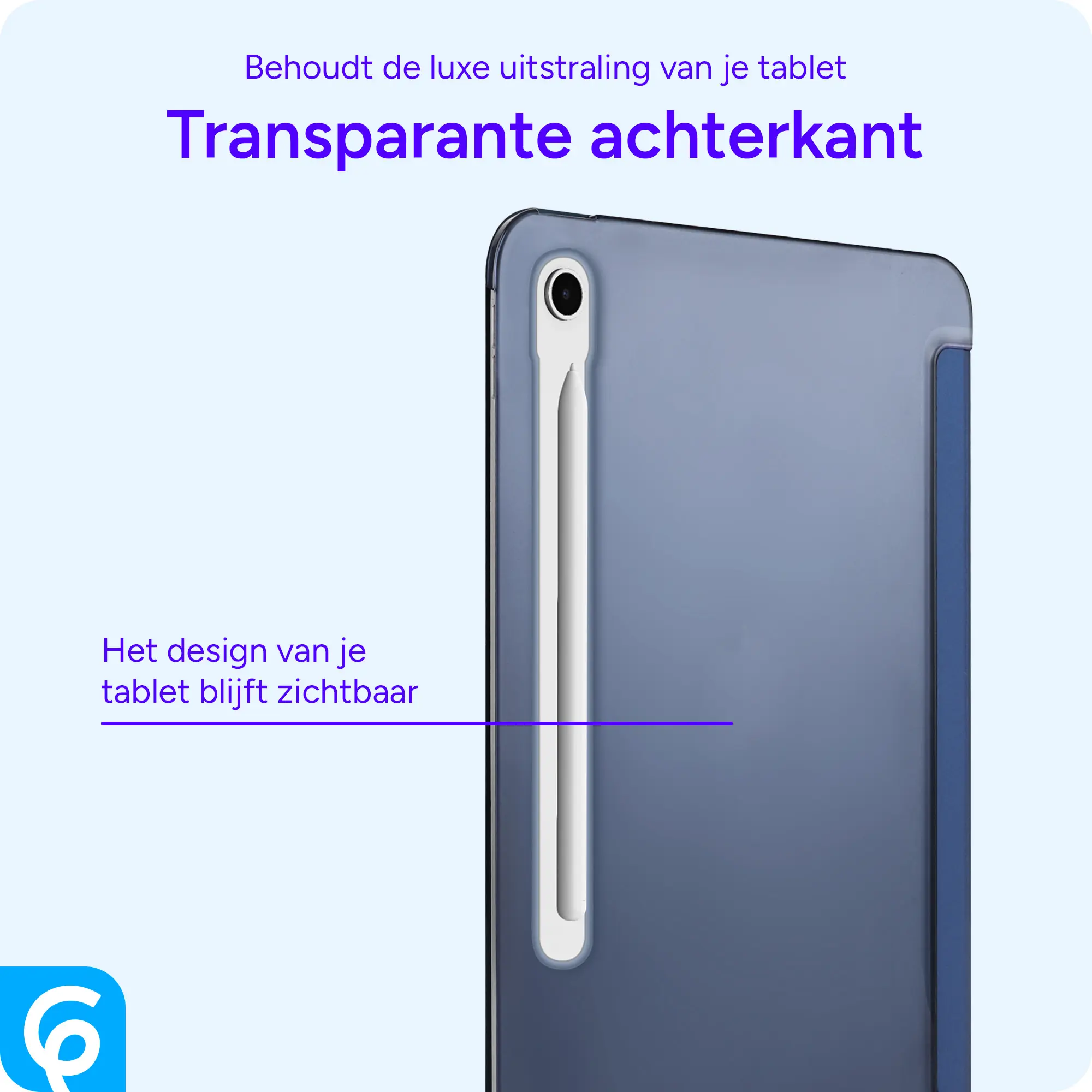 Samsung Tab S10 Lite / S10 FE / S9 FE Hoes Transparante Tri-Fold Book Case Blauw afbeelding 2