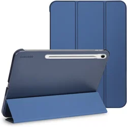 Samsung Tab S10 Lite / S10 FE / S9 FE Hoes Transparante Tri-Fold Book Case Blauw afbeelding