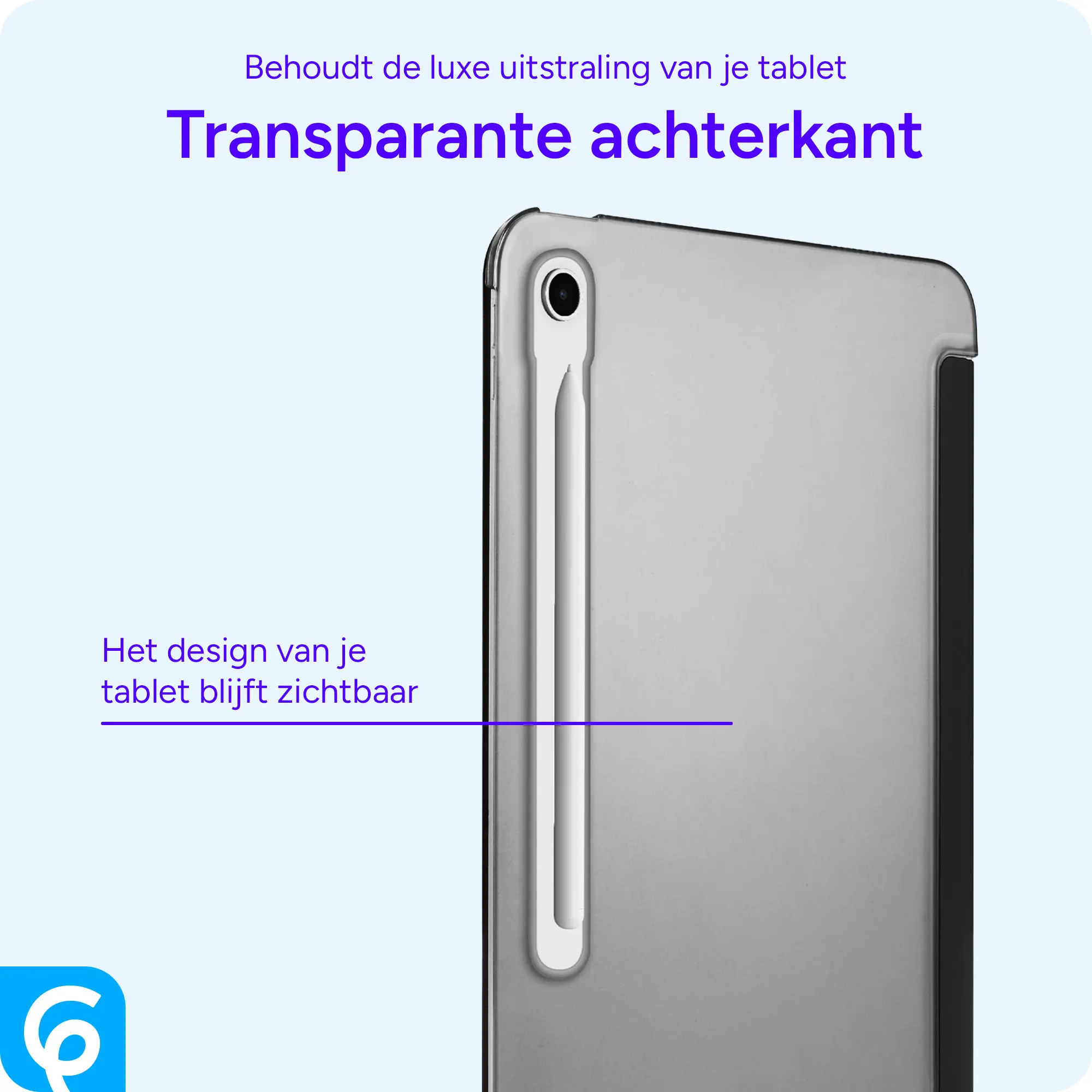 Samsung Tab S10 Lite / S10 FE / S9 FE Hoes Transparante Tri-Fold Book Case Zwart afbeelding 2