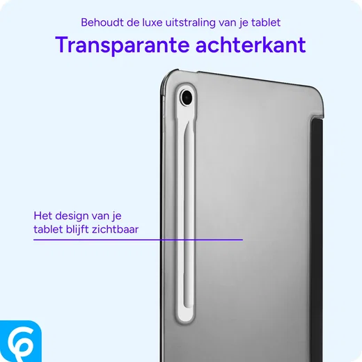 Samsung Tab S10 Lite / S10 FE / S9 FE Hoes Transparante Tri-Fold Book Case Zwart afbeelding 2