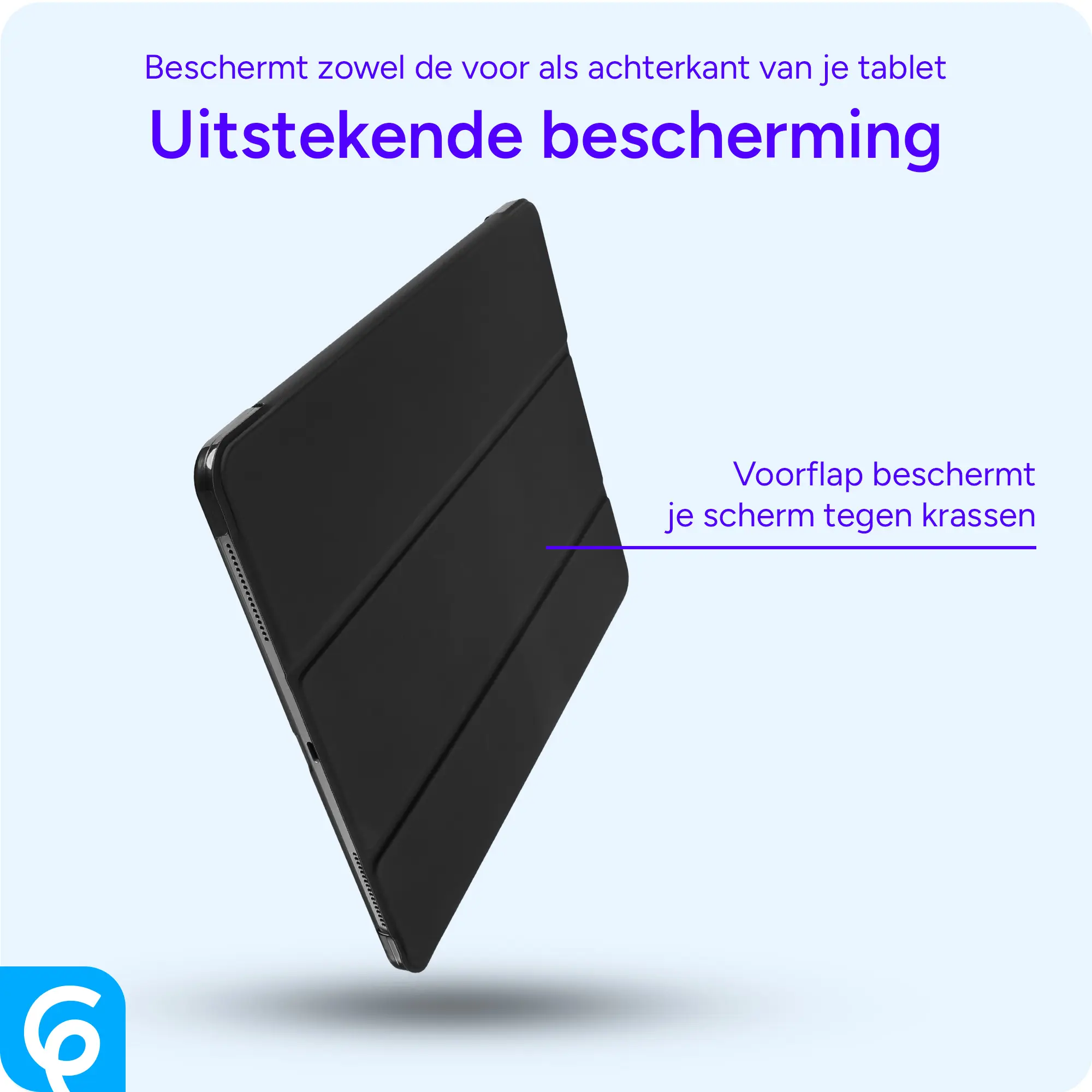 Samsung Tab S10 Lite / S10 FE / S9 FE Hoes Transparante Tri-Fold Book Case Zwart afbeelding 4