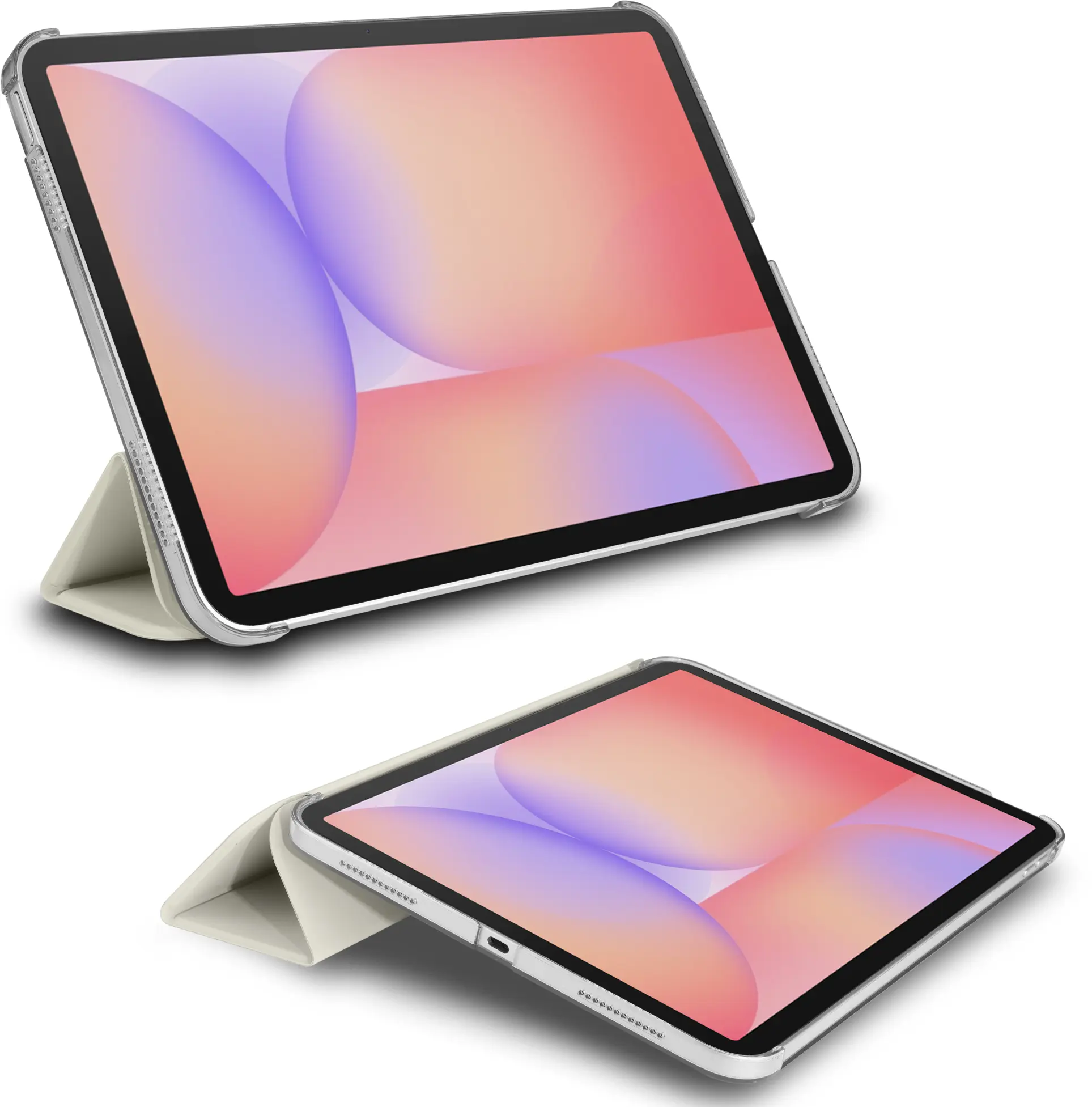 Samsung Tab S10 Lite / S10 FE / S9 FE Hoes Transparante Tri-Fold Book Case Beige afbeelding 11