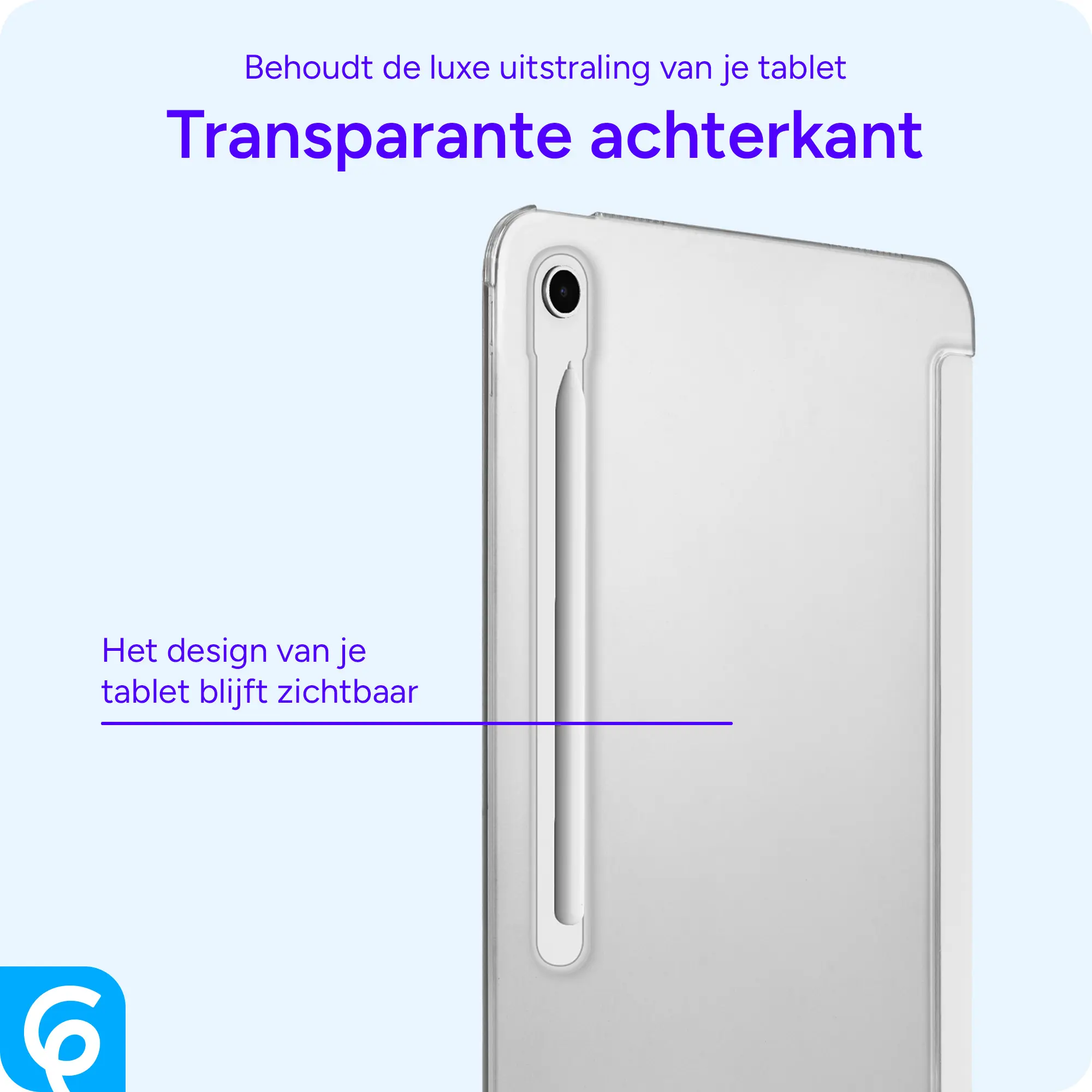 Samsung Tab S10 Lite / S10 FE / S9 FE Hoes Transparante Tri-Fold Book Case Beige afbeelding 2