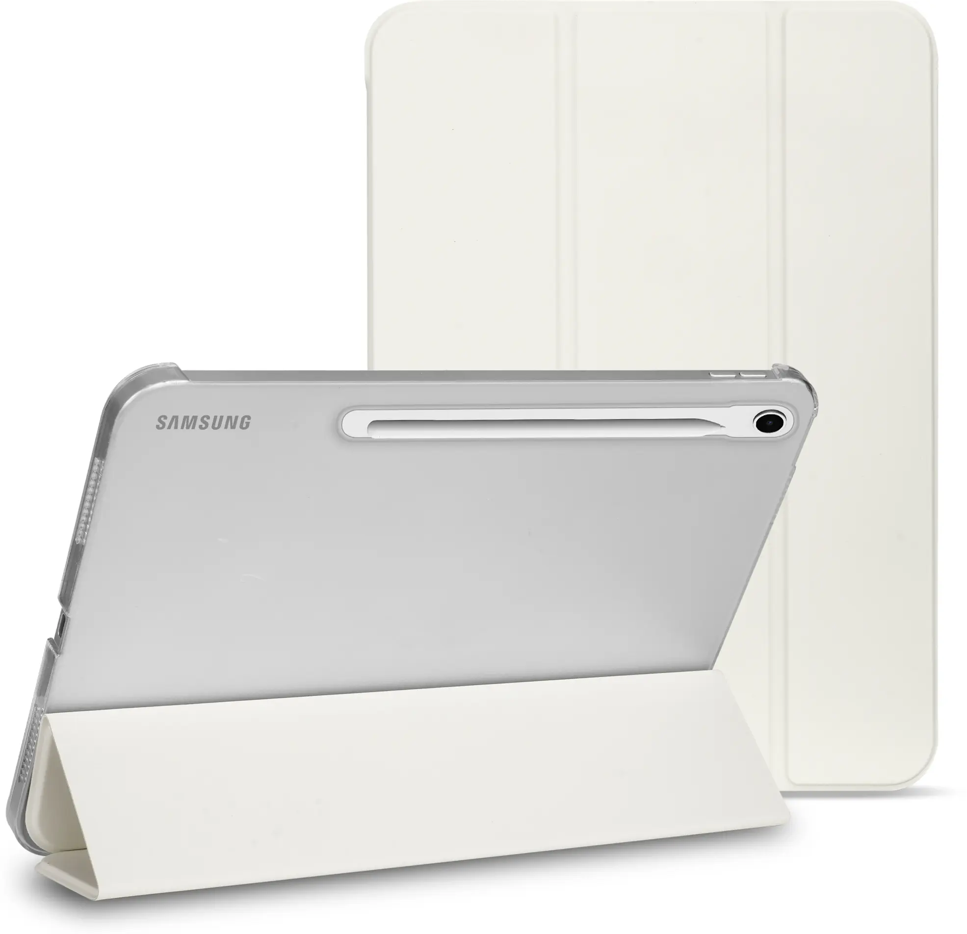 Samsung Tab S10 Lite / S10 FE / S9 FE Hoes Transparante Tri-Fold Book Case Beige afbeelding 1