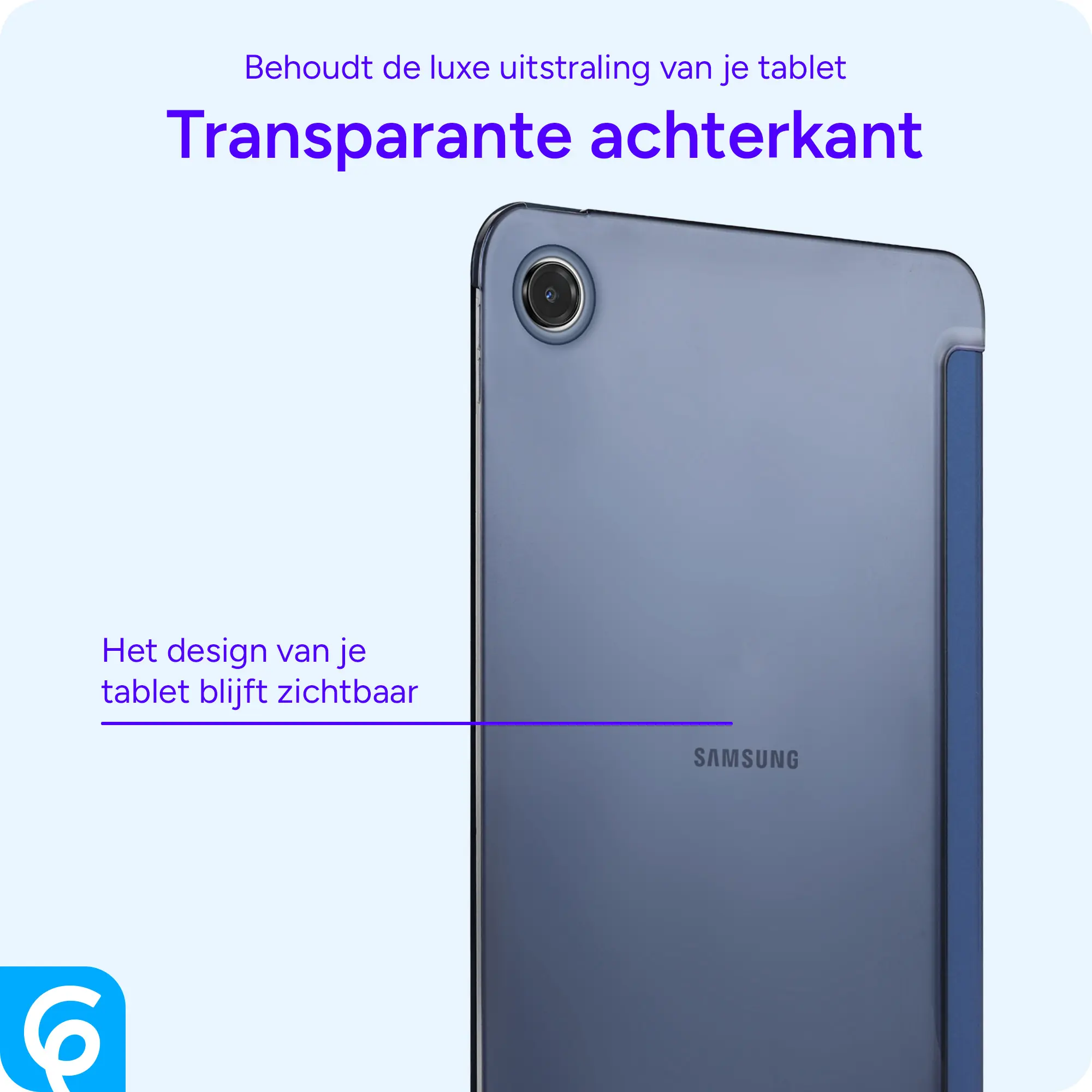 Samsung Tab A11 / A9 Hoes Transparante Tri-Fold Book Case Blauw afbeelding 2