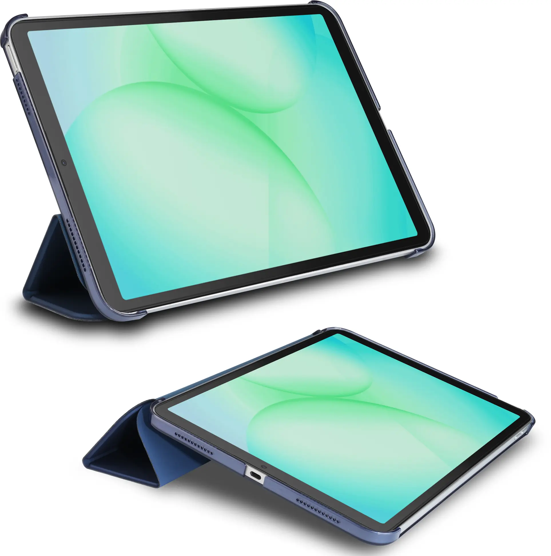 Samsung Tab A11 / A9 Hoes Transparante Tri-Fold Book Case Blauw afbeelding 11