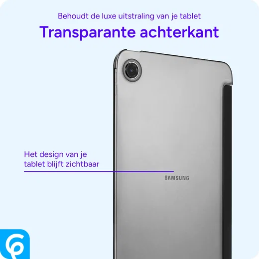Samsung Tab A11 / A9 Hoes Transparante Tri-Fold Book Case Zwart afbeelding 2