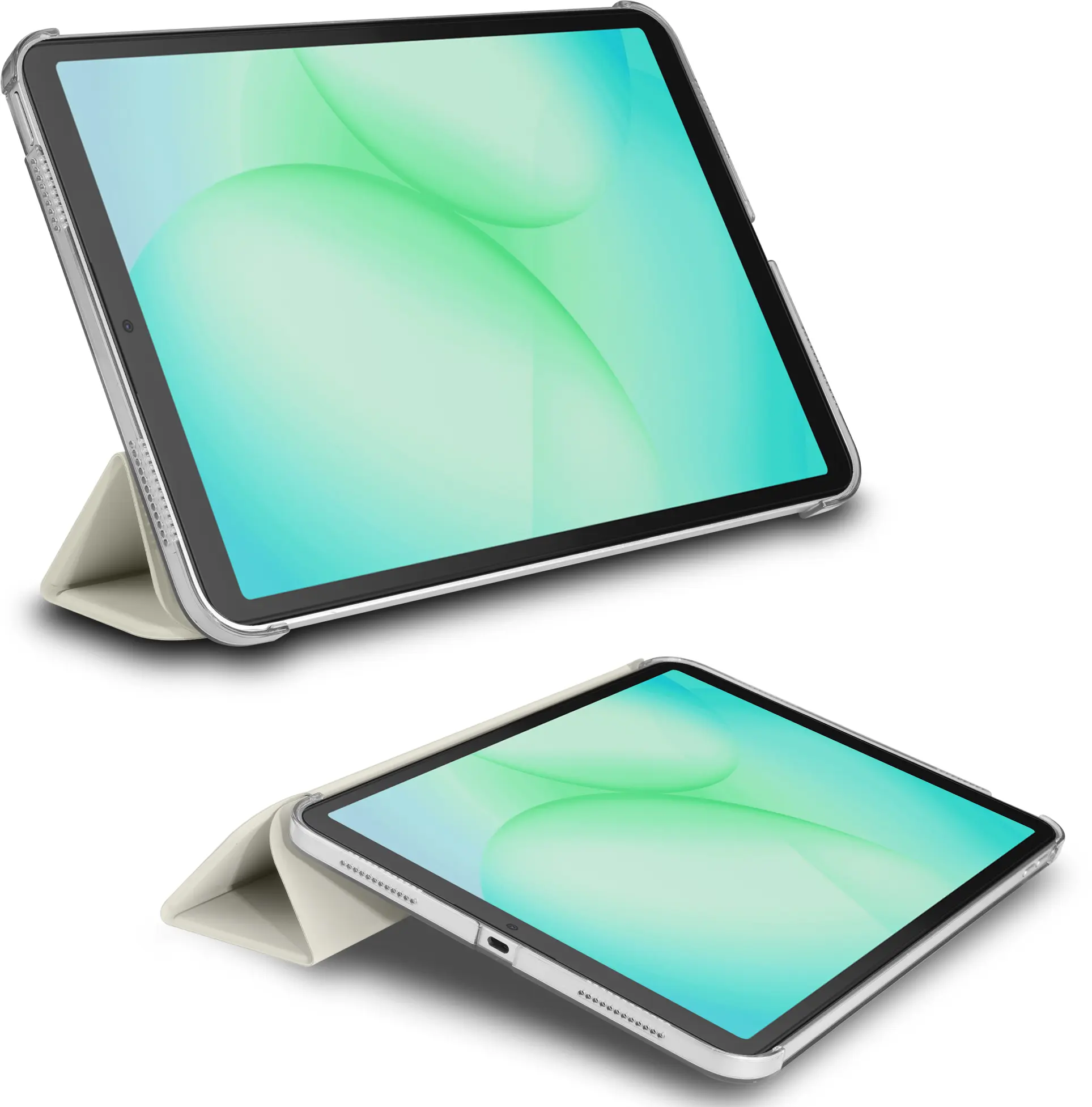 Samsung Tab A11 / A9 Hoes Transparante Tri-Fold Book Case Beige afbeelding 11