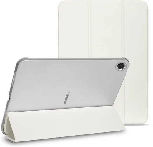 Samsung Tab A11 / A9 Hoes Transparante Tri-Fold Book Case Beige afbeelding 1