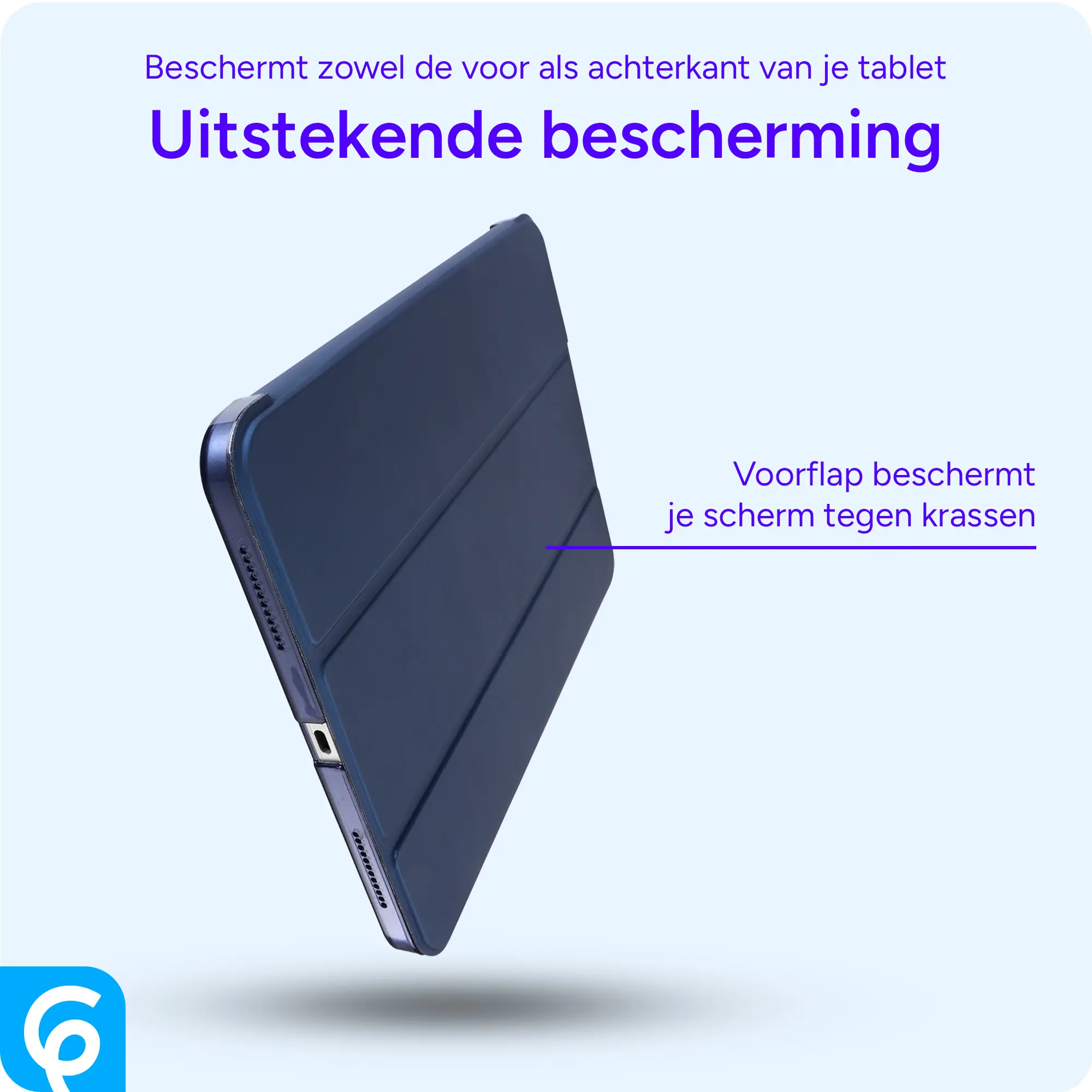 Samsung Tab A11 Plus / A9 Plus Hoes Transparante Tri-Fold Book Case Blauw afbeelding 4