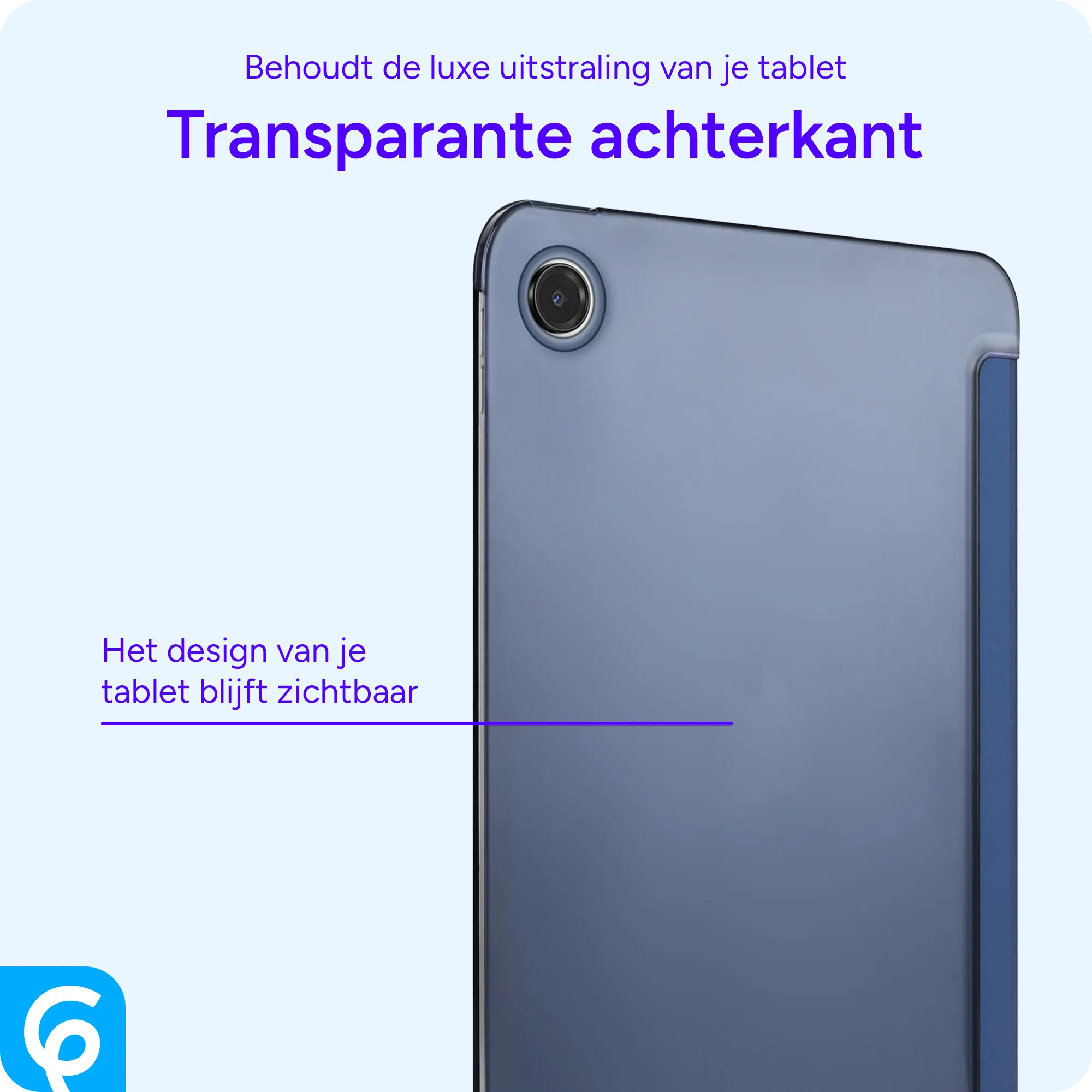 Samsung Tab A11 Plus / A9 Plus Hoes Transparante Tri-Fold Book Case Blauw afbeelding 2
