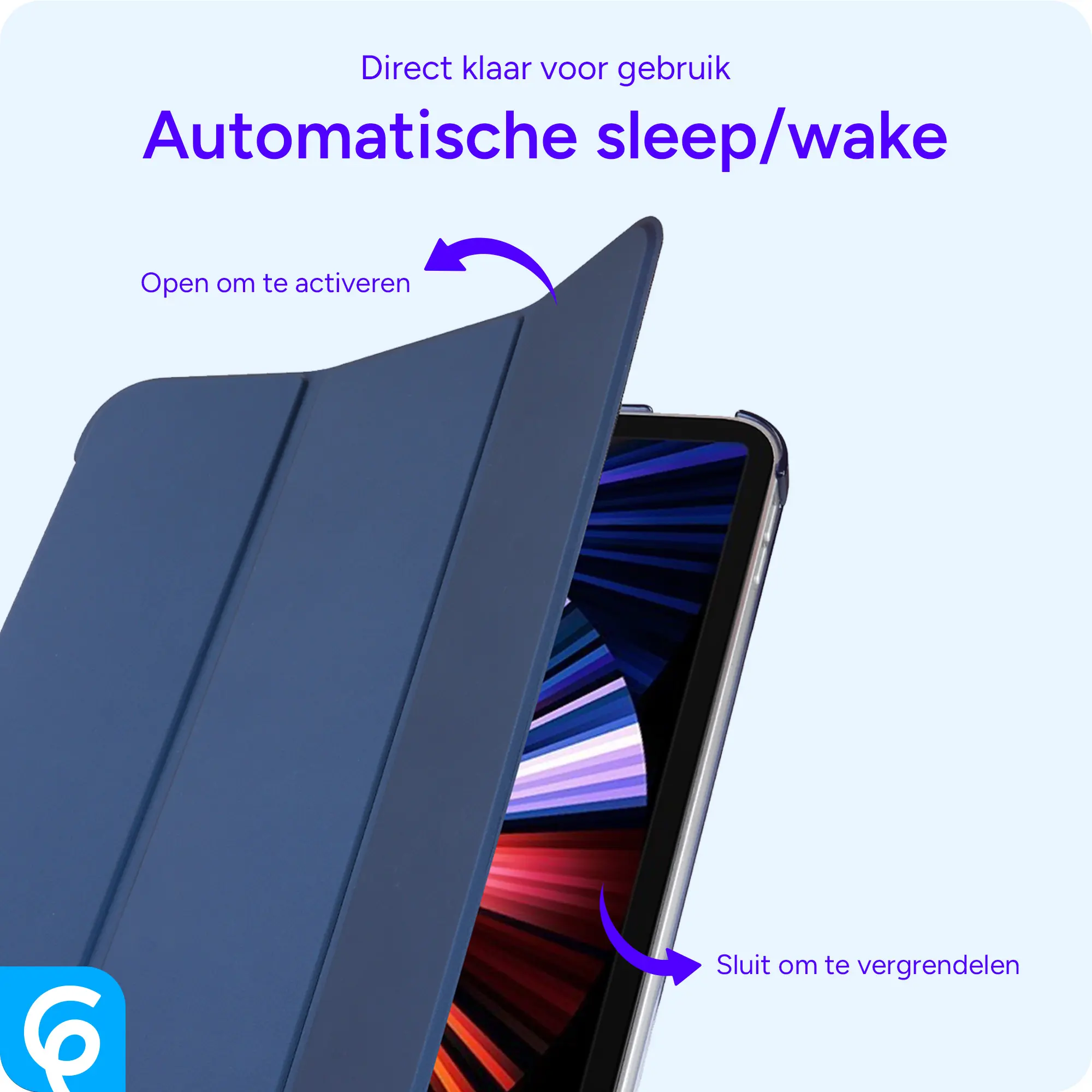 Samsung Tab A11 Plus / A9 Plus Hoes Transparante Tri-Fold Book Case Blauw afbeelding 6
