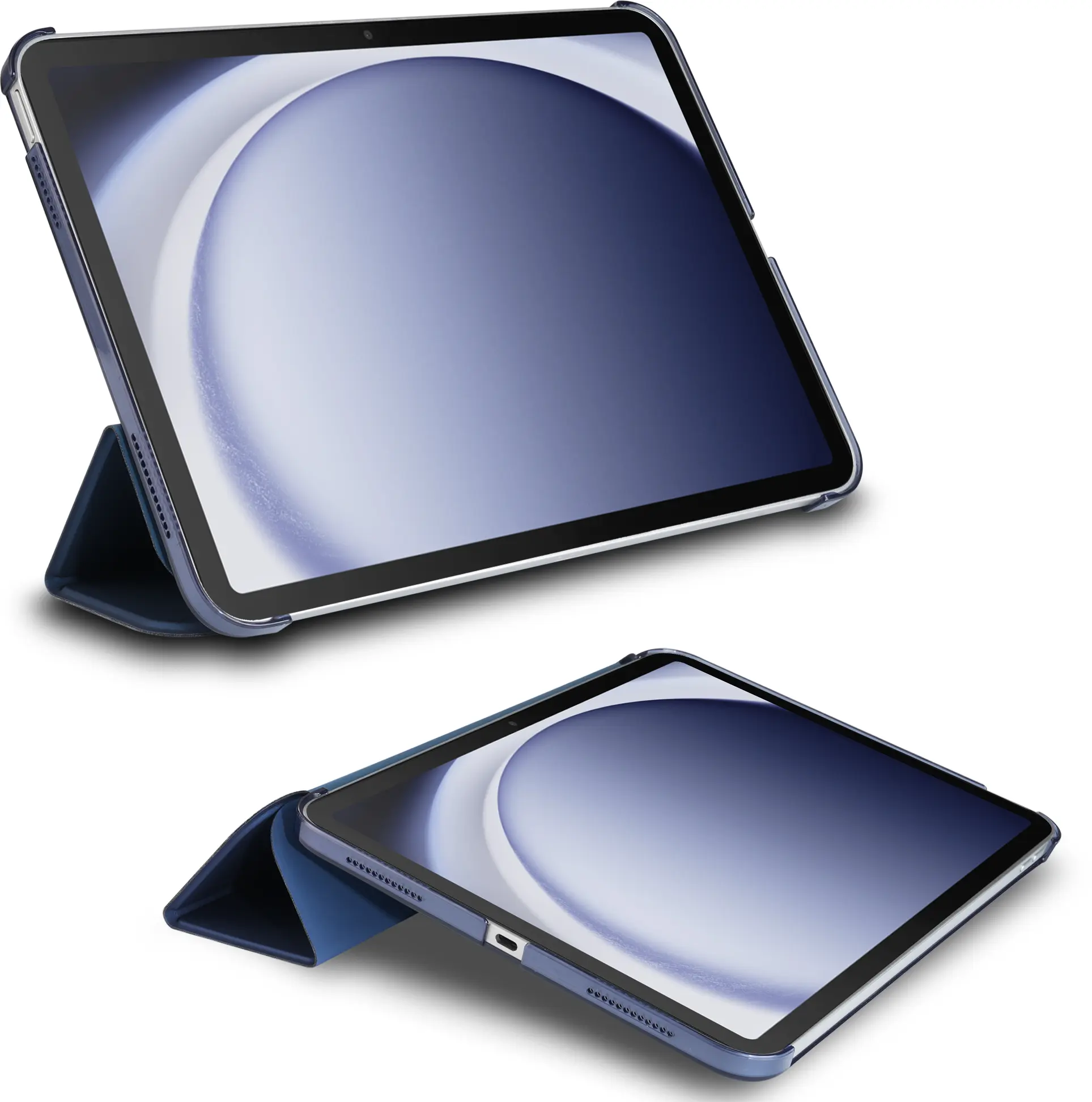 Samsung Tab A11 Plus / A9 Plus Hoes Transparante Tri-Fold Book Case Blauw afbeelding 11