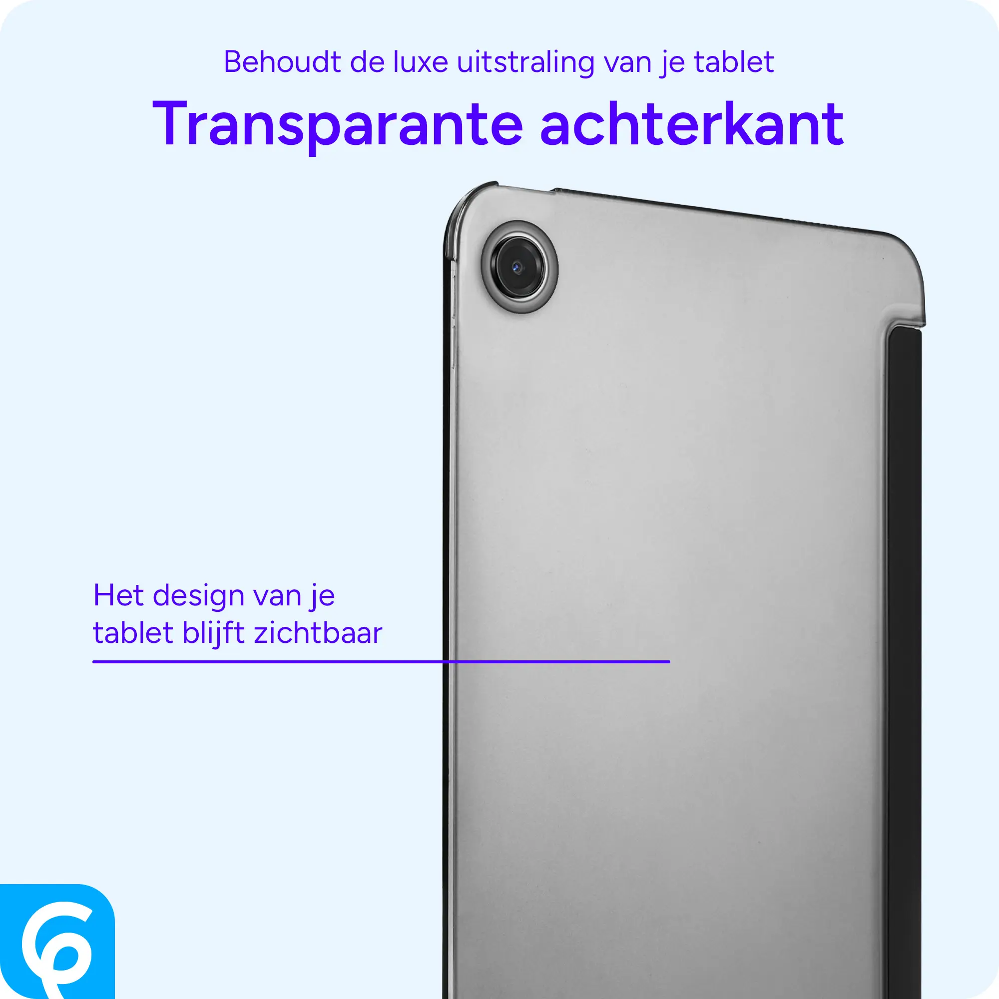 Samsung Tab A11 Plus / A9 Plus Hoes Transparante Tri-Fold Book Case Zwart afbeelding 2