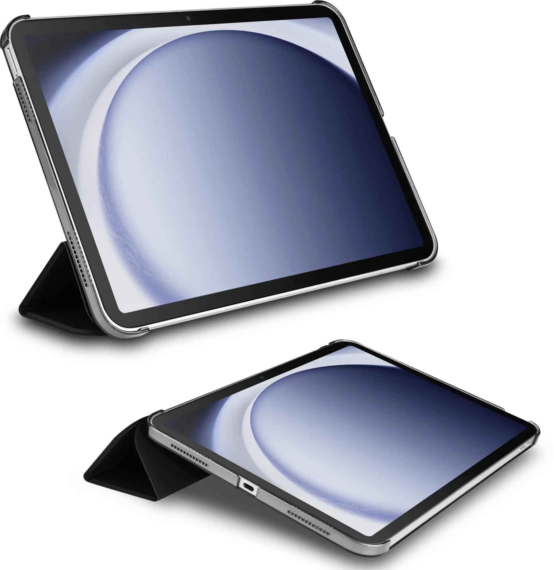 Samsung Tab A11 Plus / A9 Plus Hoes Transparante Tri-Fold Book Case Zwart afbeelding 11