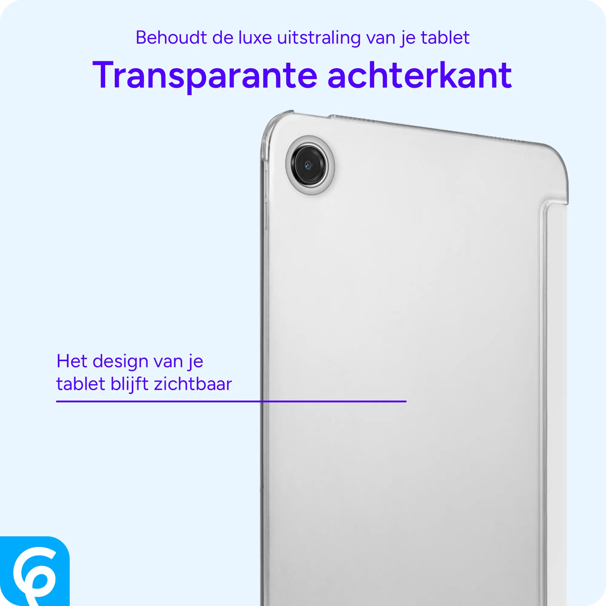 Samsung Tab A11 Plus / A9 Plus Hoes Transparante Tri-Fold Book Case Beige afbeelding 2