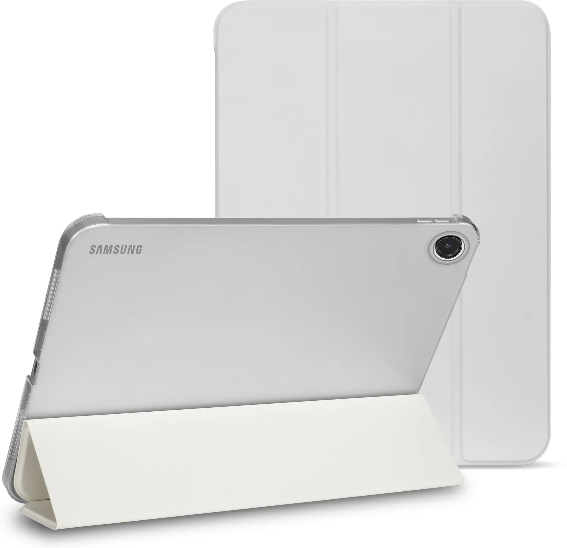Samsung Tab A11 Plus / A9 Plus Hoes Transparante Tri-Fold Book Case Beige afbeelding 1