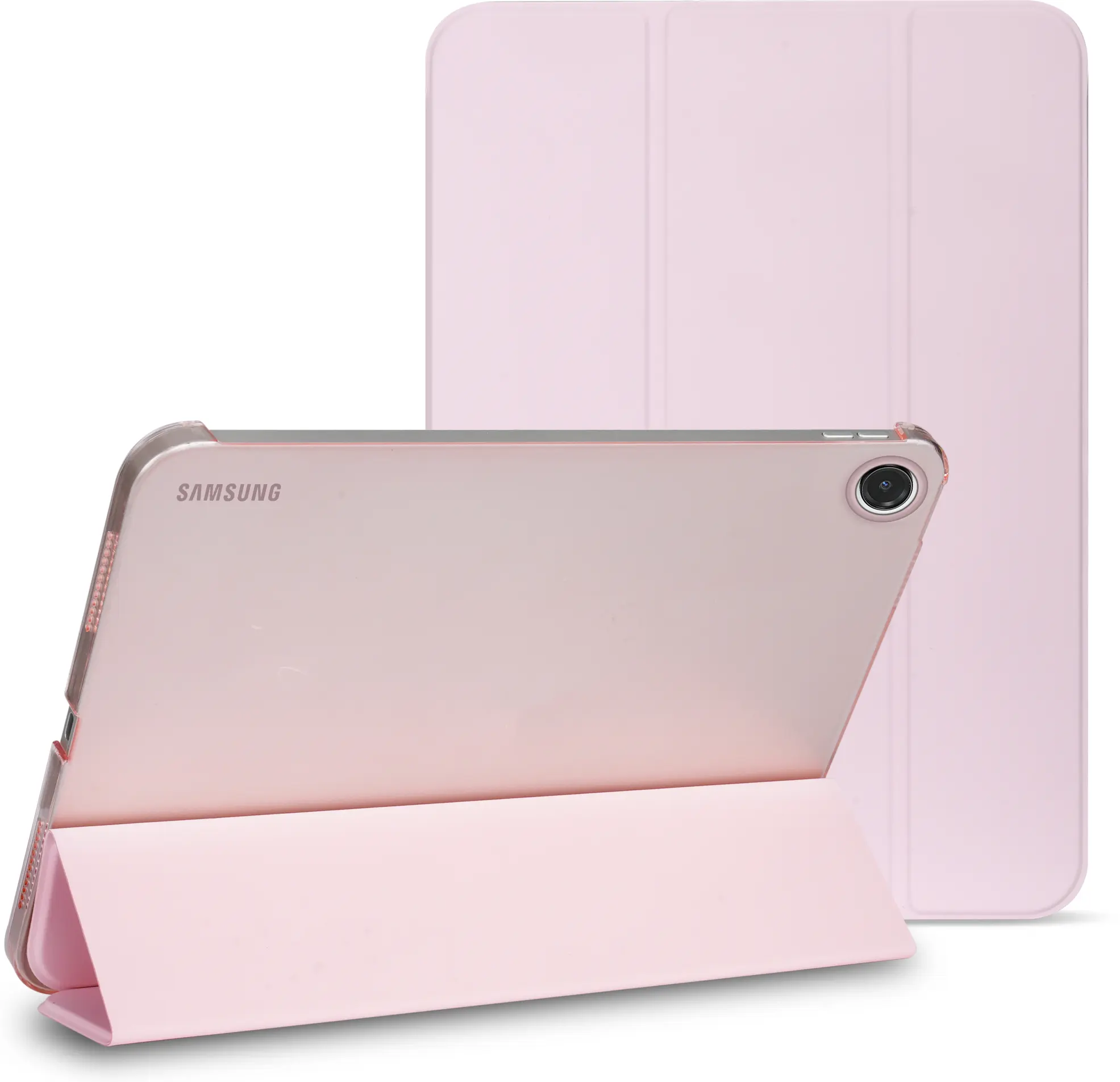 Samsung Tab A11 Plus / A9 Plus Hoes Transparante Tri-Fold Book Case Roze afbeelding 1