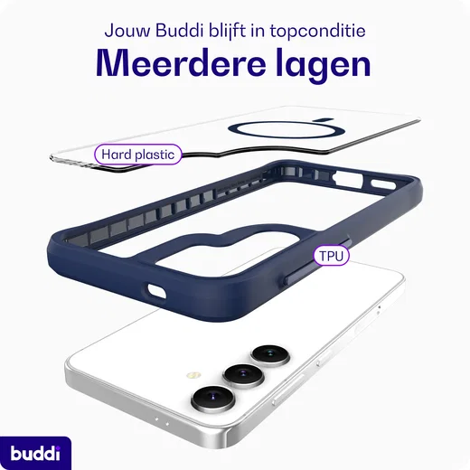 Buddi Hybrid Samsung Galaxy S26 FE Hoesje MagSafe Back Cover Transparant Blauw afbeelding 6