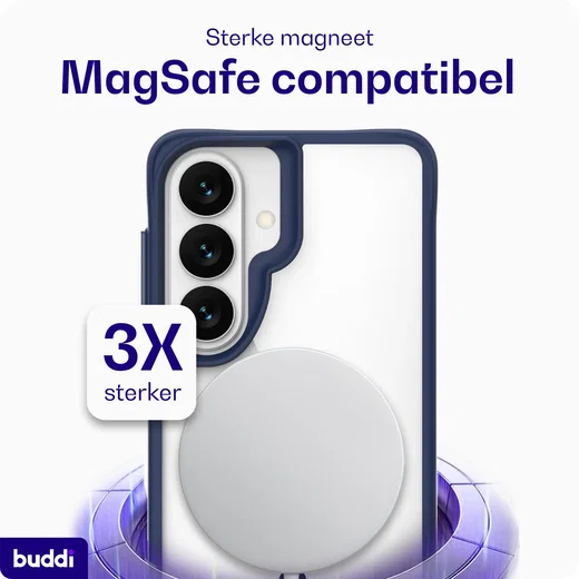 Buddi Hybrid Samsung Galaxy S26 FE Hoesje MagSafe Back Cover Transparant Blauw afbeelding 3