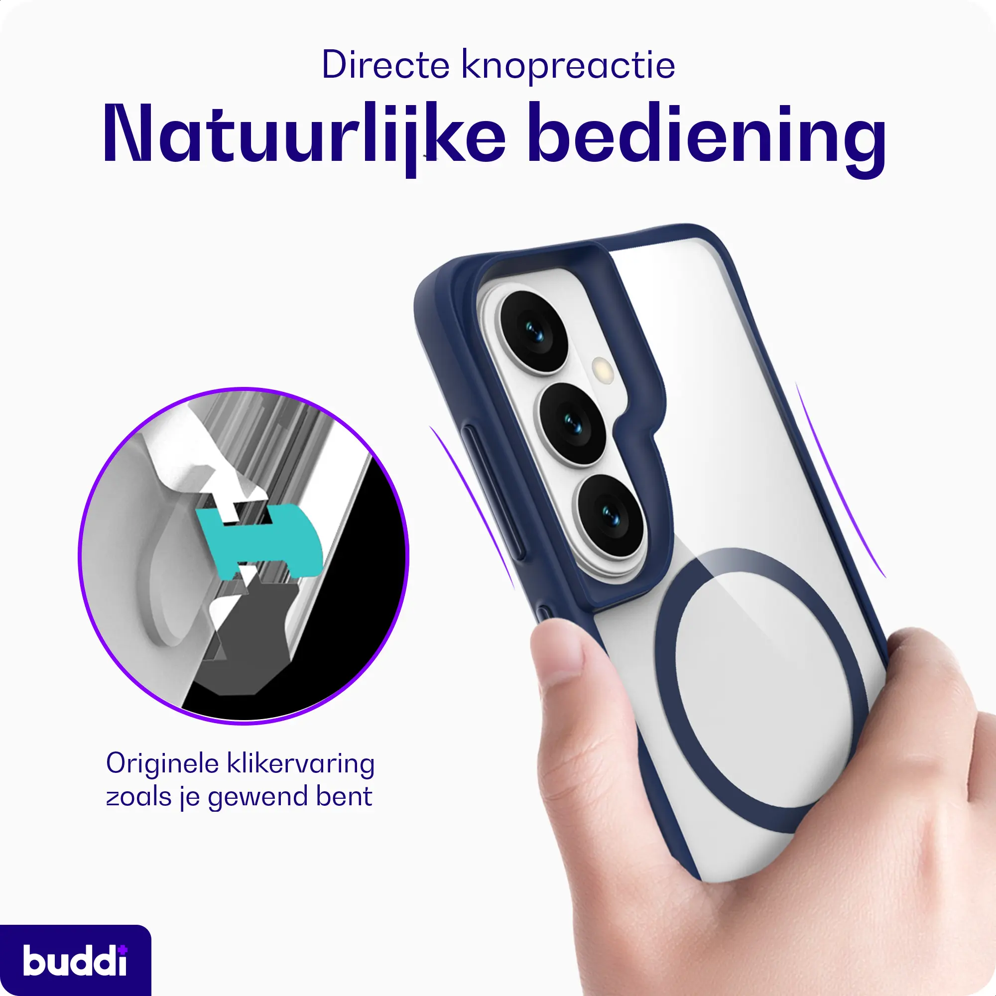 Buddi Hybrid Samsung Galaxy S26 FE Hoesje MagSafe Back Cover Transparant Blauw afbeelding 5