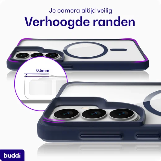 Buddi Hybrid Samsung Galaxy S26 FE Hoesje MagSafe Back Cover Transparant Blauw afbeelding 4