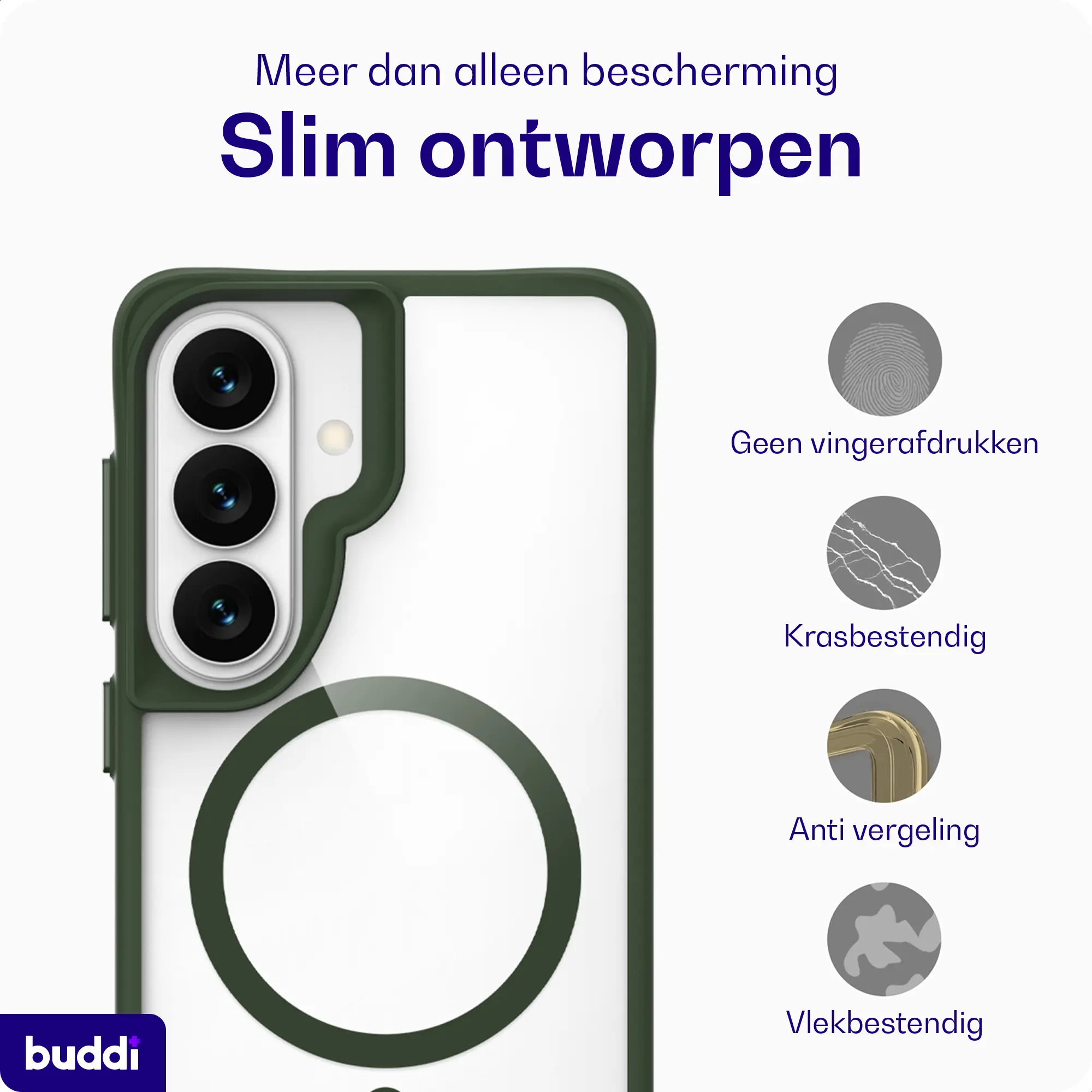 Buddi Hybrid Samsung Galaxy S26 FE Hoesje MagSafe Back Cover Transparant Groen afbeelding 5