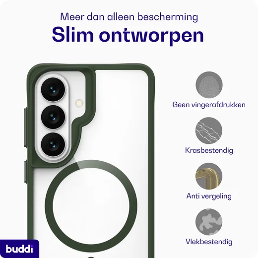 Buddi Hybrid Samsung Galaxy S26 FE Hoesje MagSafe Back Cover Transparant Groen afbeelding 5
