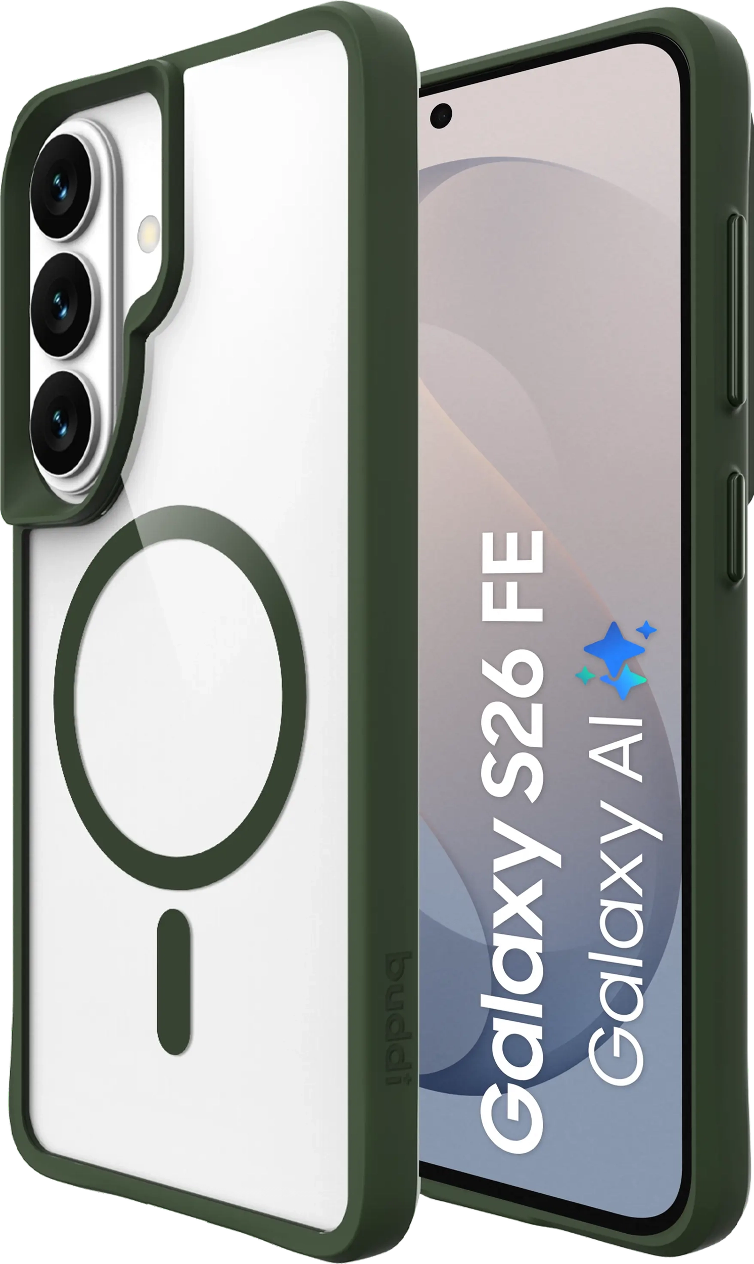 Buddi Hybrid Samsung Galaxy S26 FE Hoesje MagSafe Back Cover Transparant Groen afbeelding 1