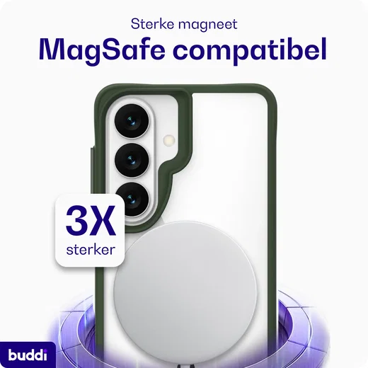 Buddi Hybrid Samsung Galaxy S26 FE Hoesje MagSafe Back Cover Transparant Groen afbeelding 3