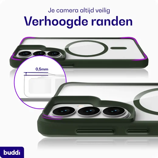 Buddi Hybrid Samsung Galaxy S26 FE Hoesje MagSafe Back Cover Transparant Groen afbeelding 6