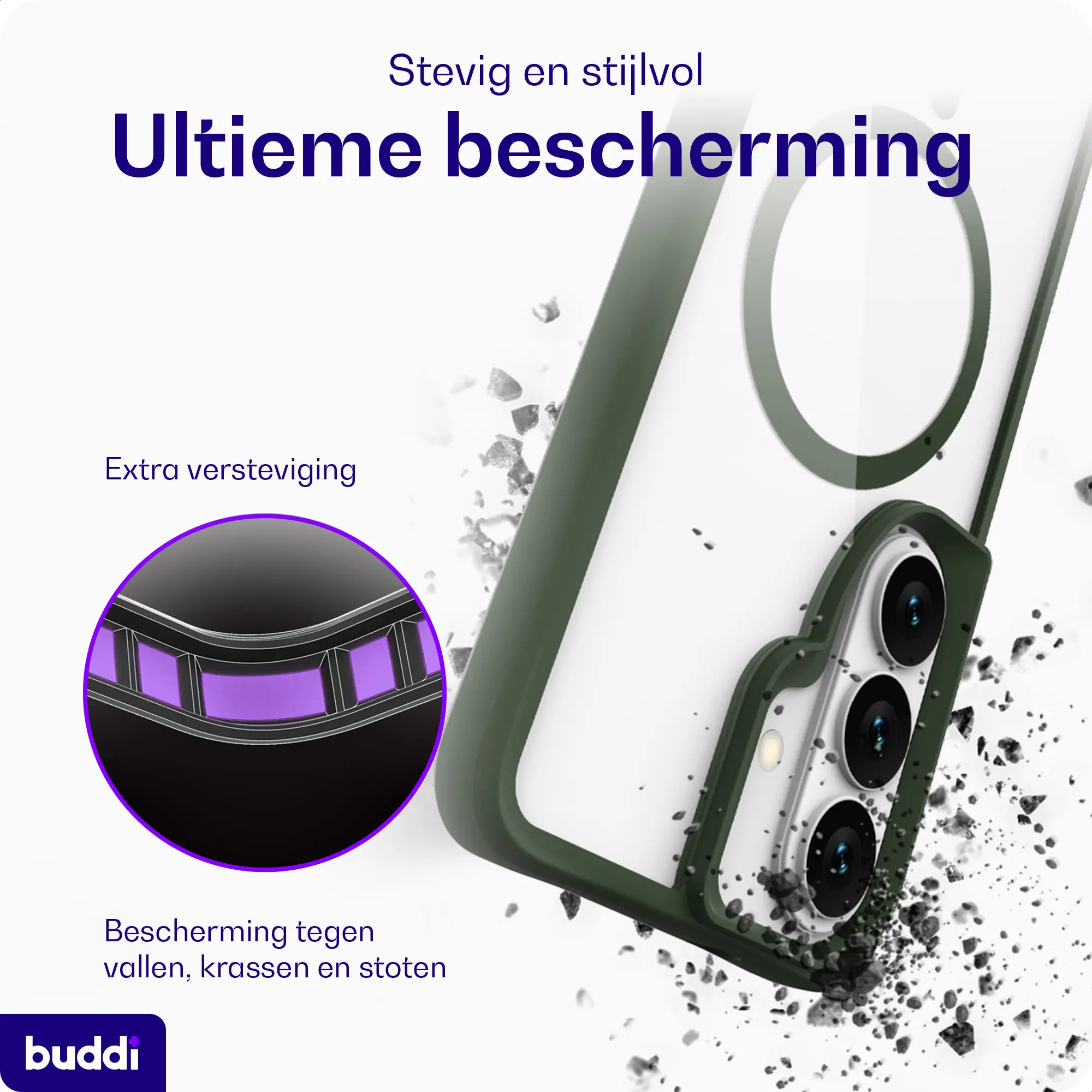 Buddi Hybrid Samsung Galaxy S26 FE Hoesje MagSafe Back Cover Transparant Groen afbeelding 2