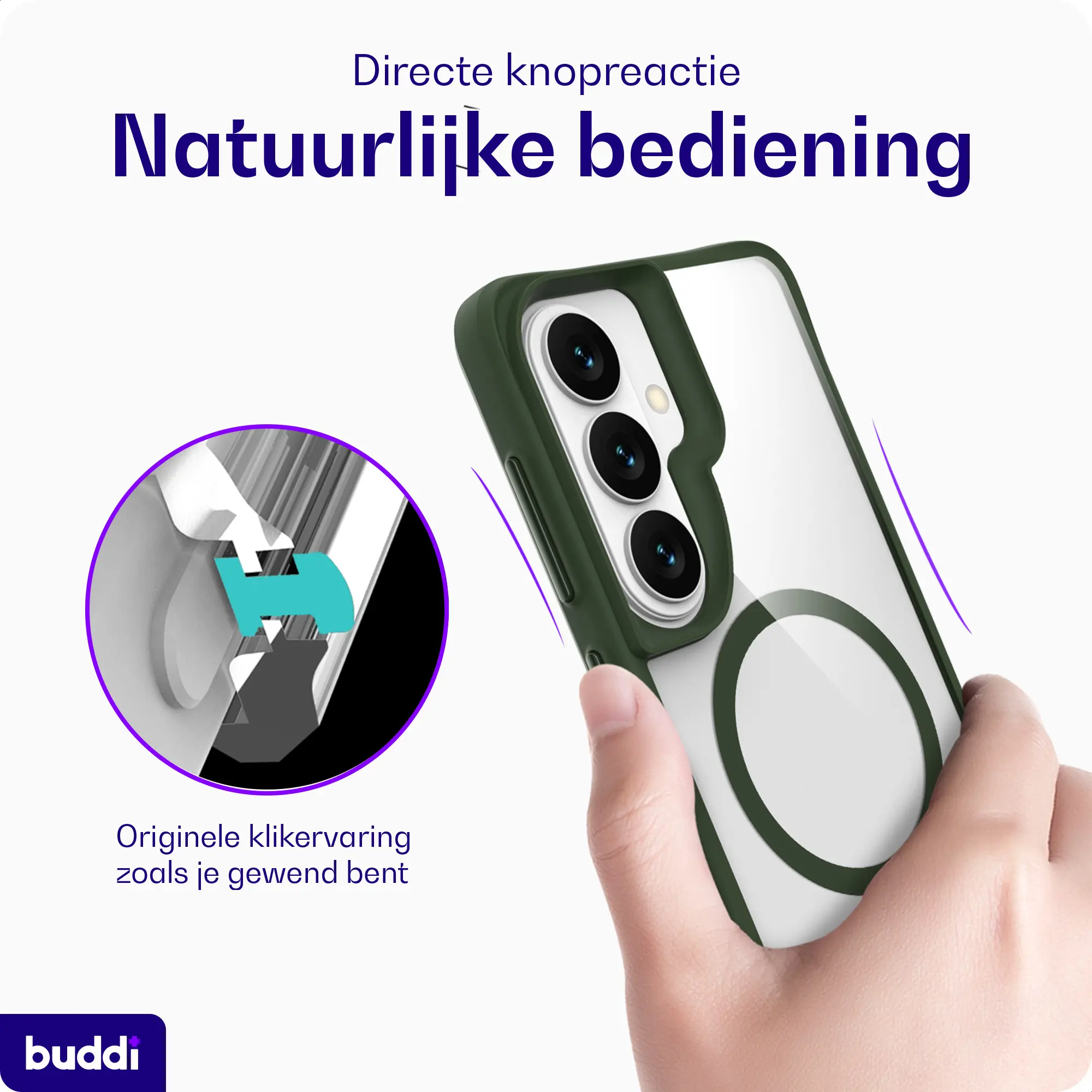 Buddi Hybrid Samsung Galaxy S26 FE Hoesje MagSafe Back Cover Transparant Groen afbeelding 4