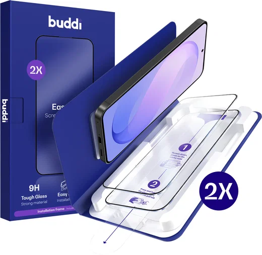 Buddi Easy Fit Samsung Galaxy S26 FE Tempered Glass met Installatietray (2-Pack) afbeelding 1