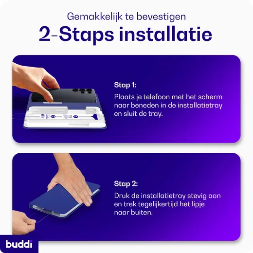 Buddi Easy Fit Samsung Galaxy S26 FE Tempered Glass met Installatietray (2-Pack) afbeelding 5