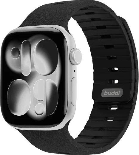 Buddi Luno Magnetisch Apple Watch Bandje 1-11/SE/Ultra 49/46/45/44MM Zwart afbeelding 1