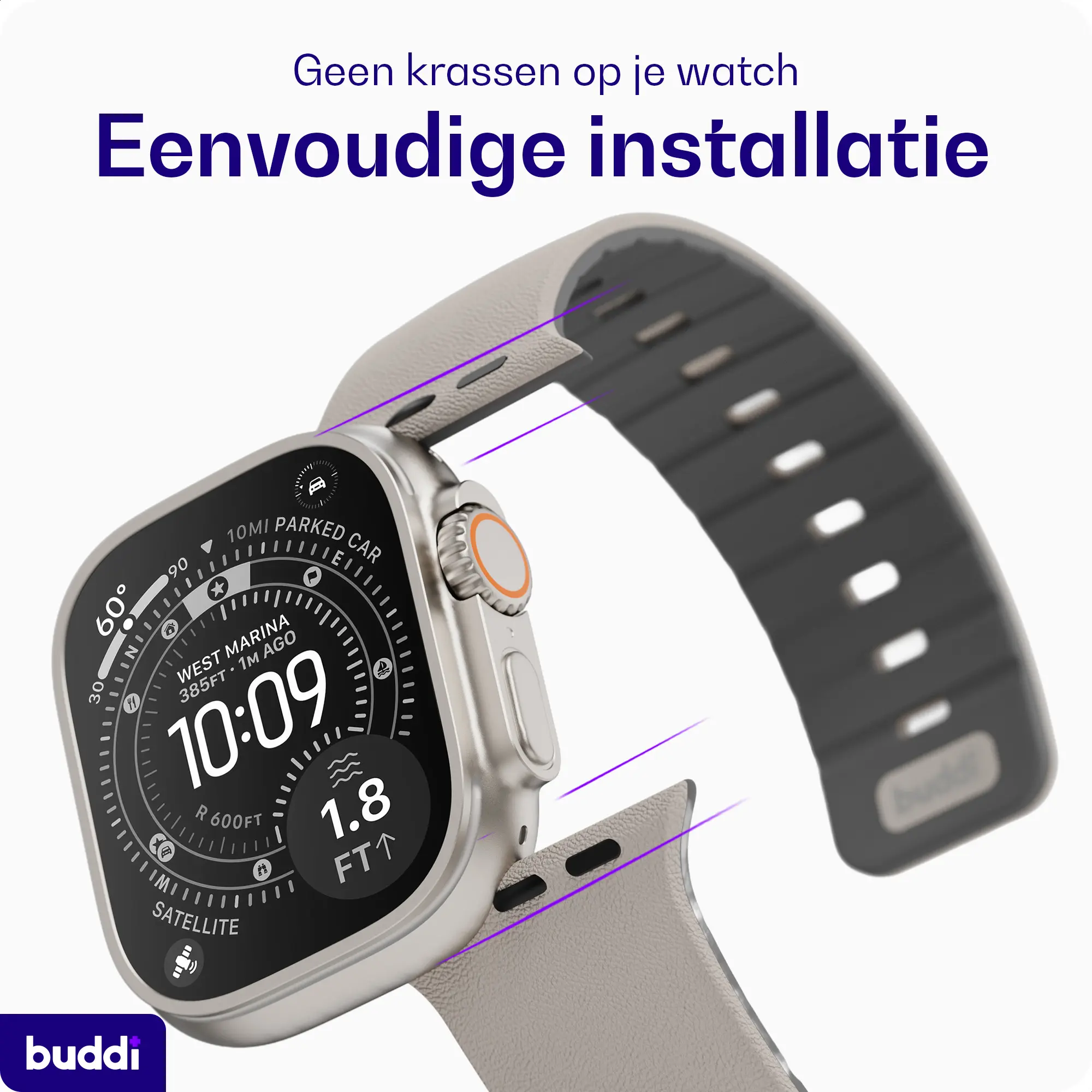 Buddi Luno Magnetisch Apple Watch Bandje 1-11/SE/Ultra 49/46/45/44MM Grijs afbeelding 8