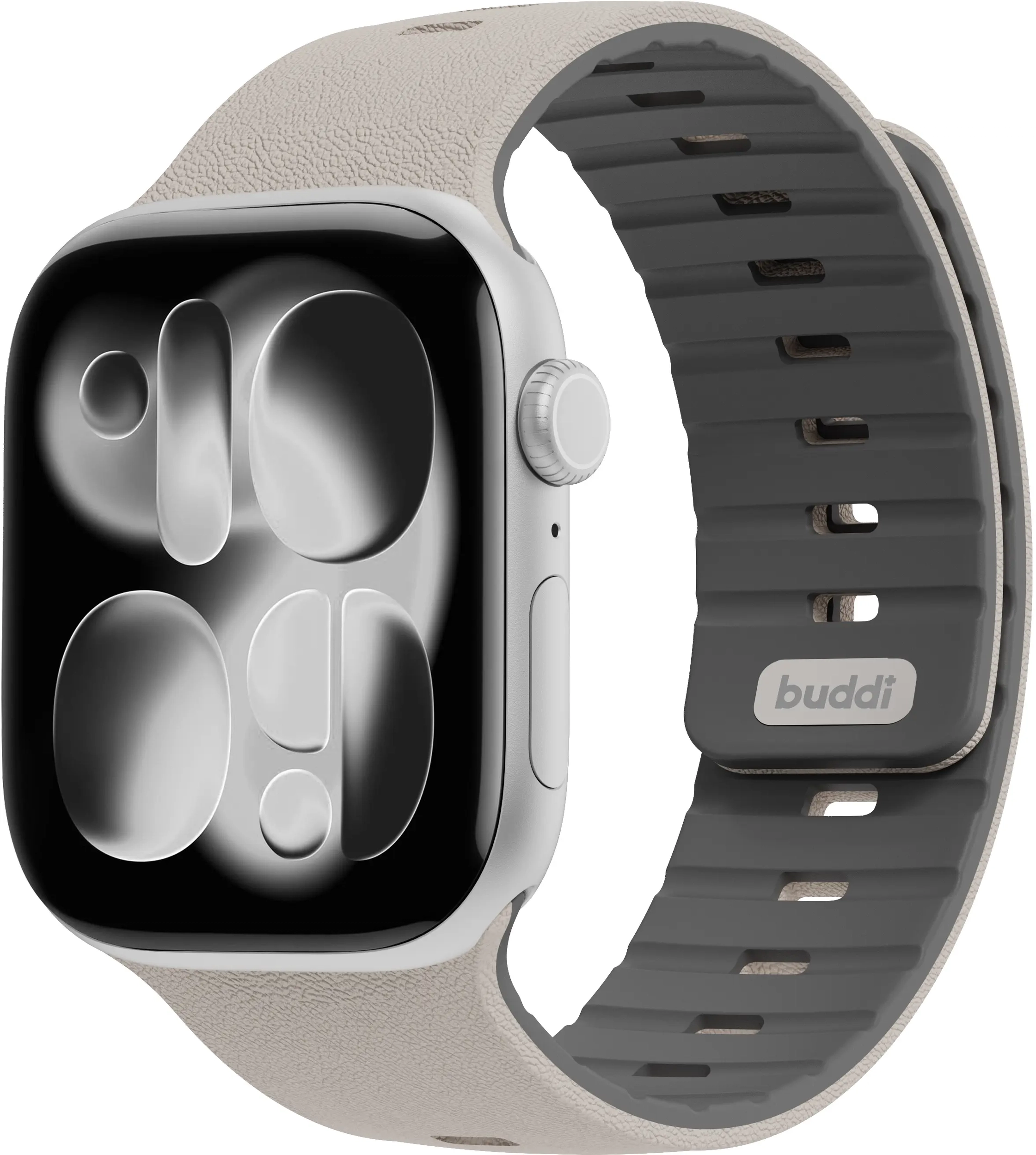 Buddi Luno Magnetisch Apple Watch Bandje 1-11/SE/Ultra 49/46/45/44MM Grijs afbeelding 1
