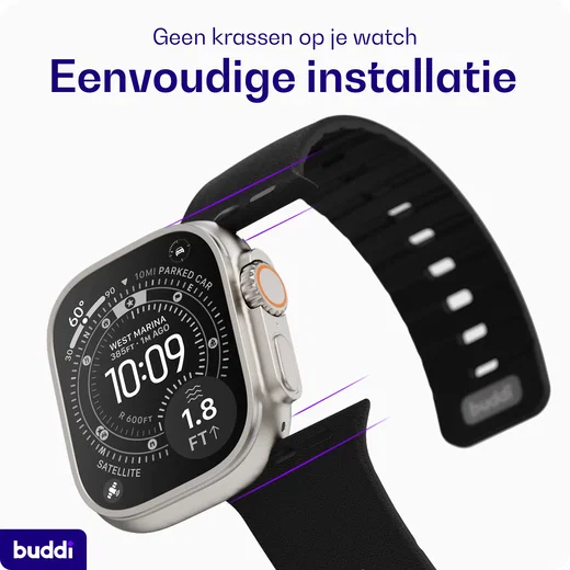 Buddi Luno Magnetisch Apple Watch Bandje - 1-11/SE - 38/40/41/42MM Zwart afbeelding 8
