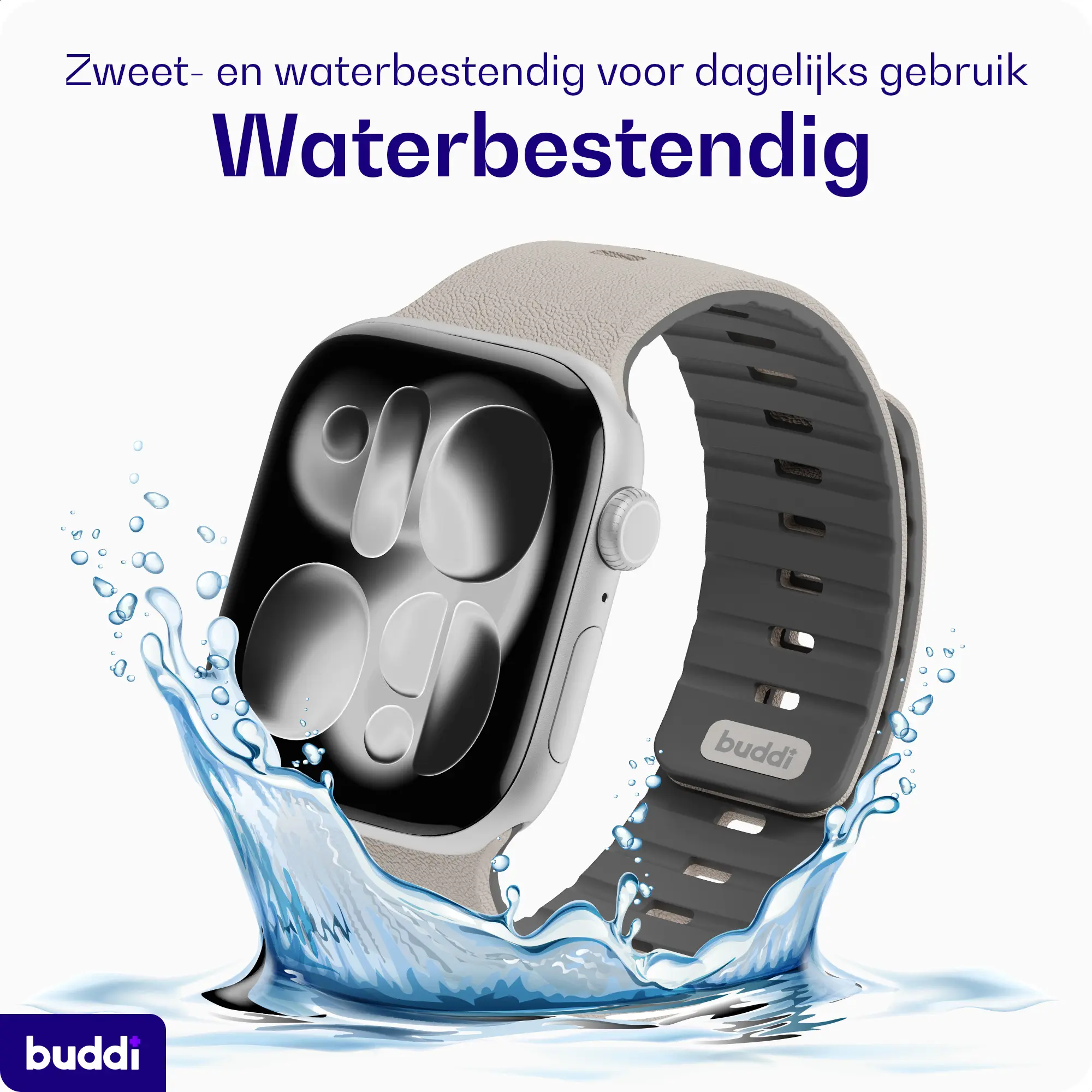 Buddi Luno Magnetisch Apple Watch Bandje - 1-11/SE - 38/40/41/42MM Grijs afbeelding 6