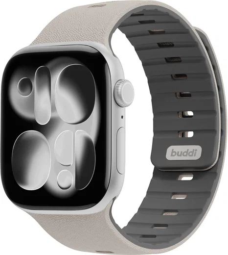 Buddi Luno Magnetisch Apple Watch Bandje - 1-11/SE - 38/40/41/42MM Grijs afbeelding 1