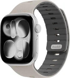 Buddi Luno Magnetisch Apple Watch Bandje - 1-11/SE - 38/40/41/42MM Grijs afbeelding