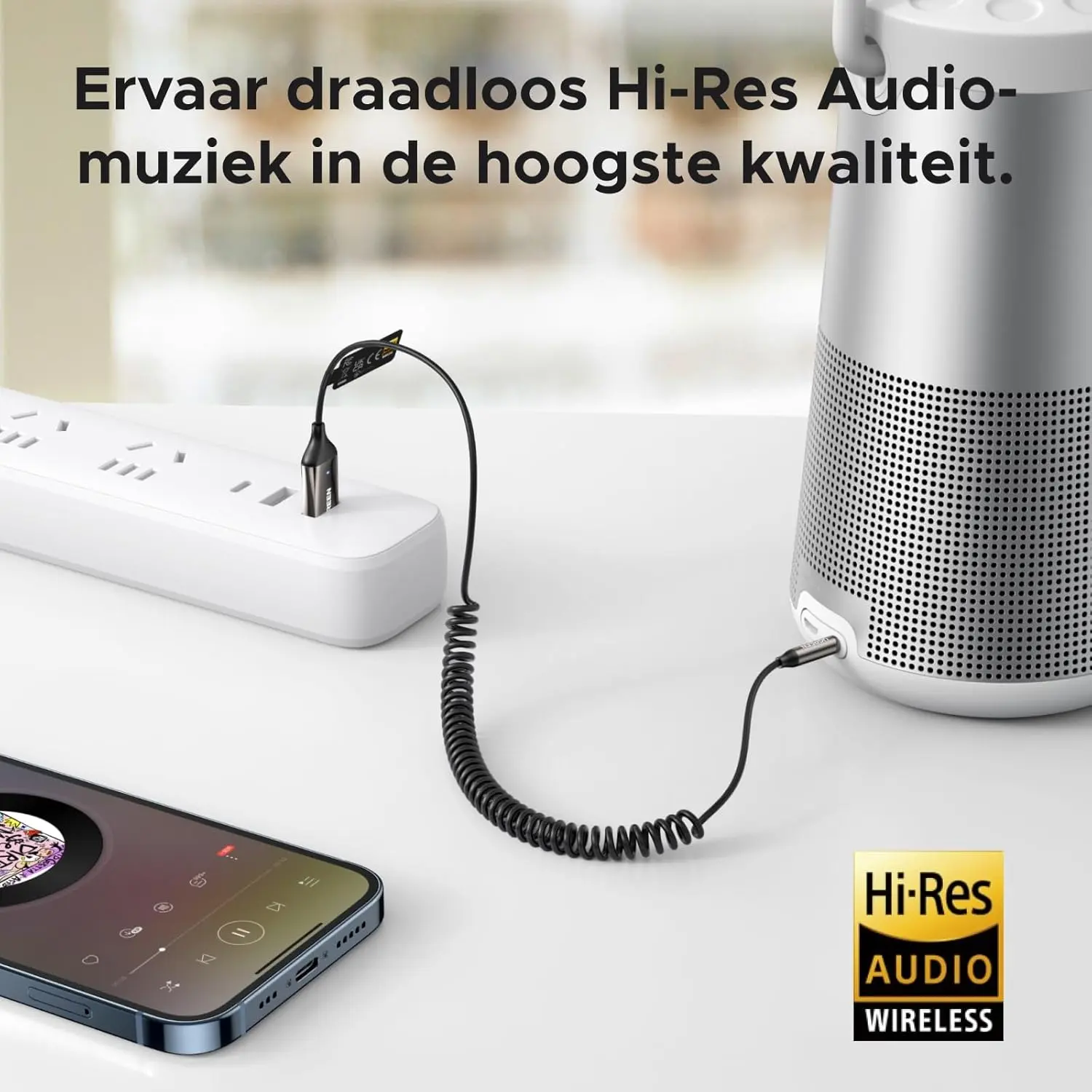 UGREEN Bluetooth 6.0 AUX Adapter Auto met LDAC en Microfoon - Zwart afbeelding 6