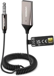 UGREEN Bluetooth 6.0 AUX Adapter Auto met LDAC en Microfoon - Zwart afbeelding