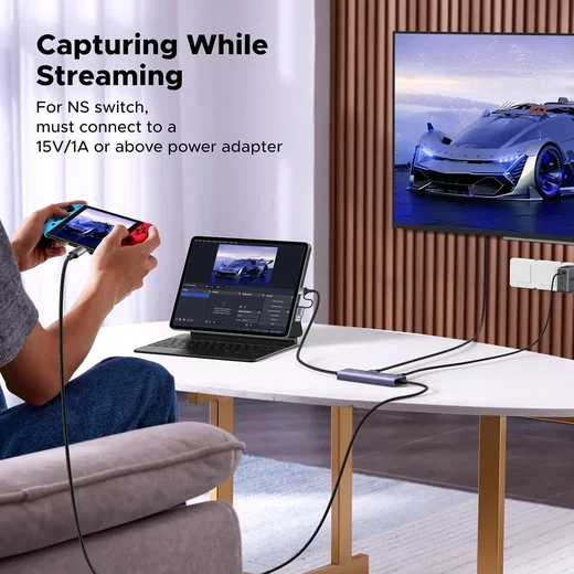 UGREEN USB-C Video Capture Card 2K@30Hz 1080P@60Hz 4K HDMI Passthrough 100W PD afbeelding 7