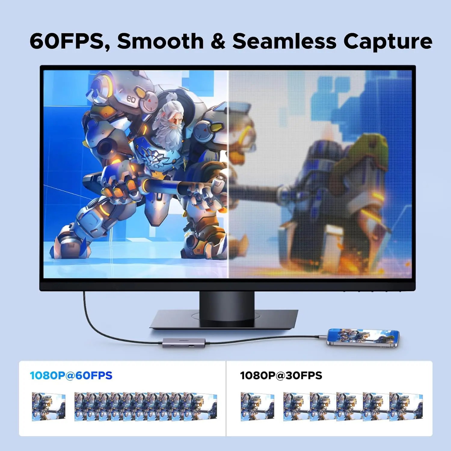 UGREEN USB-C Video Capture Card 2K@30Hz 1080P@60Hz 4K HDMI Passthrough 100W PD afbeelding 4